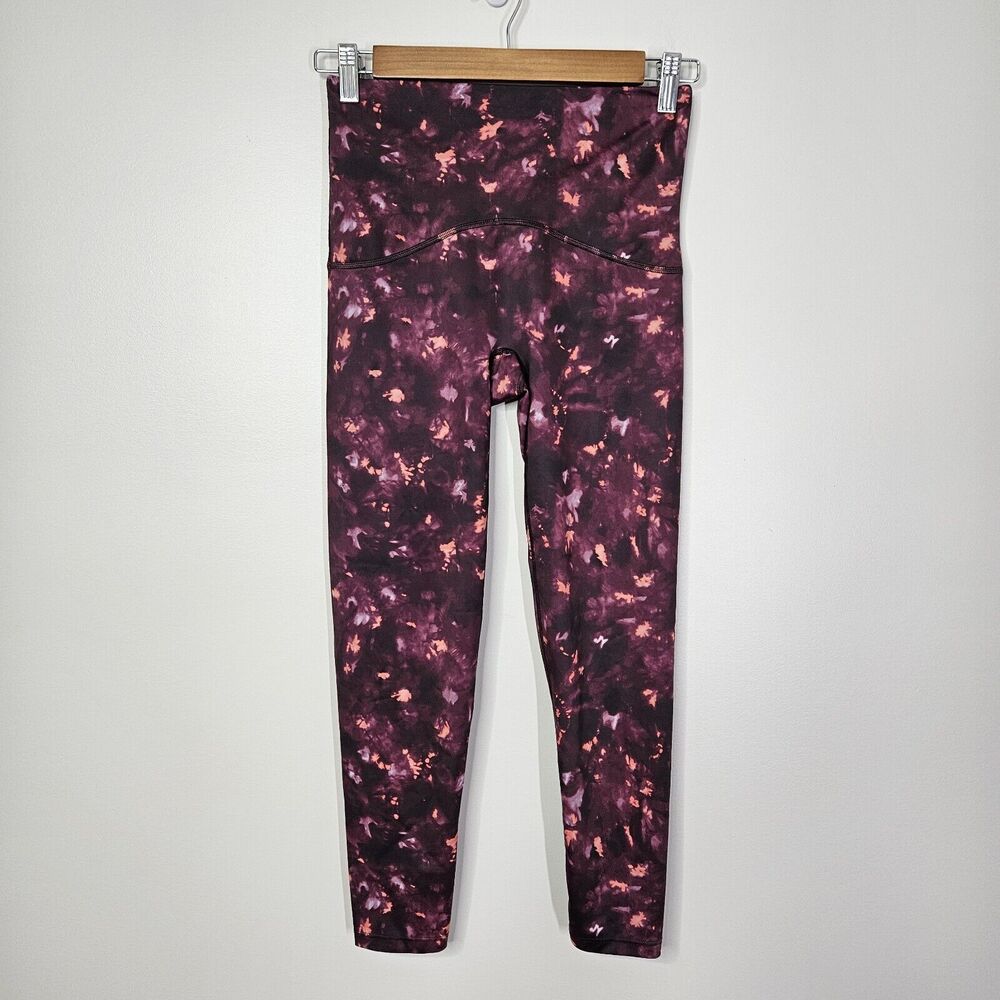 Spanx Booty Boost Active 7/8 Leggings Wine Purple Orange Tie Dye Size Small